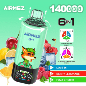 Airmez Fox 6in1 140K jednorazni vape, šest različitih okusa za raznolik iskustvo