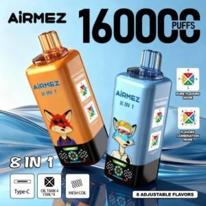 Airmez Fox 8in1 160K jednorazni e-cigareta, detalji dizajna uređaja