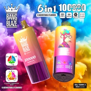 Bang Blaze Fox 6in1 100000 Puffs jednorazni vape uređaj, šest premium okusa u jednom uređaju, serija Bang Blaze Fox