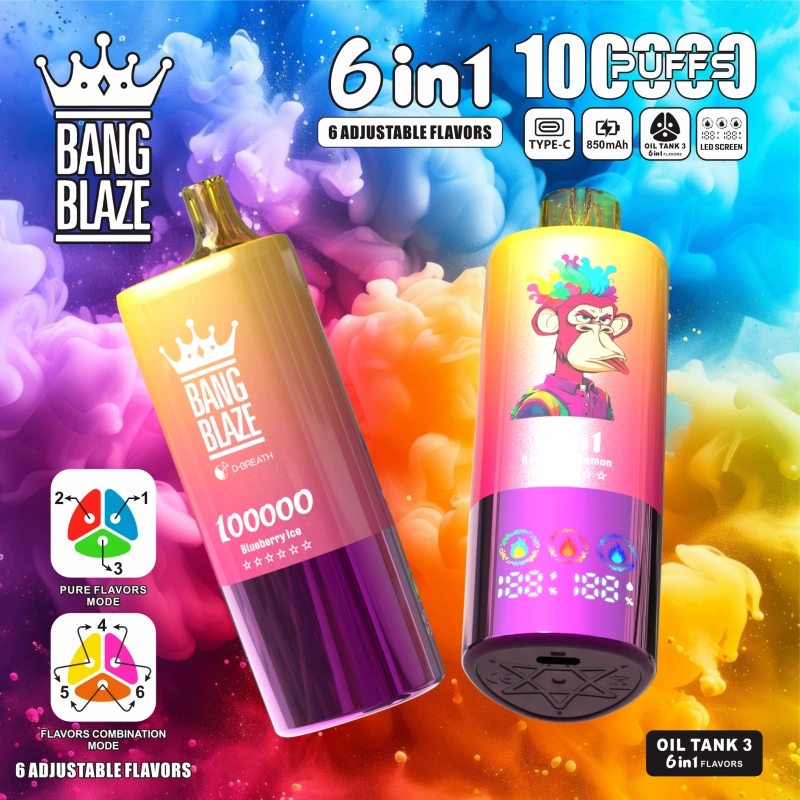 Bang Blaze Fox 6in1 100000 Puffs jednorazni vape uređaj, šest premium okusa u jednom uređaju, serija Bang Blaze Fox