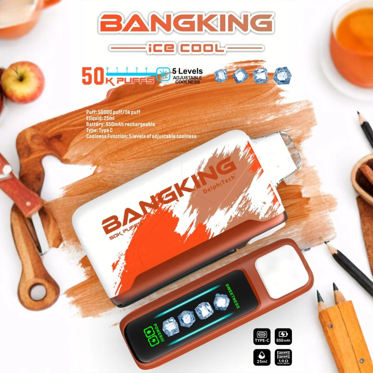 Bang King 50000 Puffs Ice Cool jednorazni vape, osjećaj hladnog okusa za toplje dane