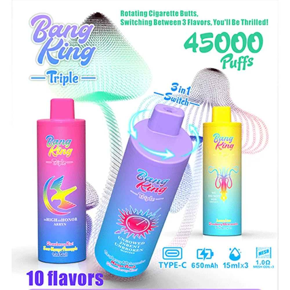 Bang King Triple 45000 Puffs jednorazni vape uređaj, tri okusa u jednom uređaju, serija Bang King Triple