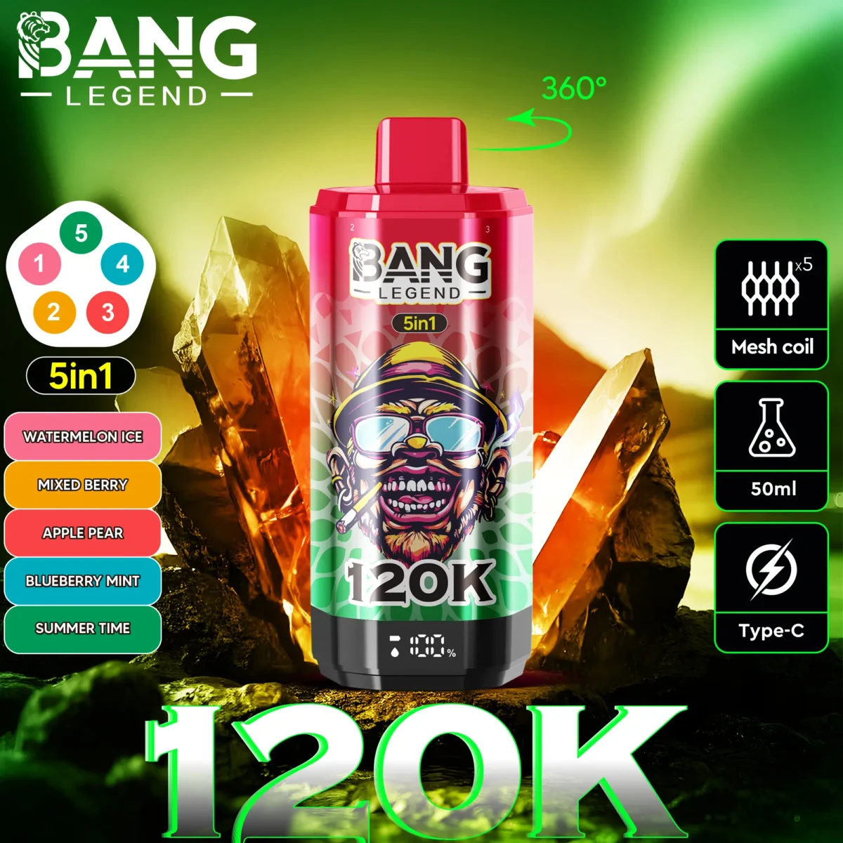 Bang Legend 120K Puffs 5 u 1 Okusi - Hrvatska Dostava